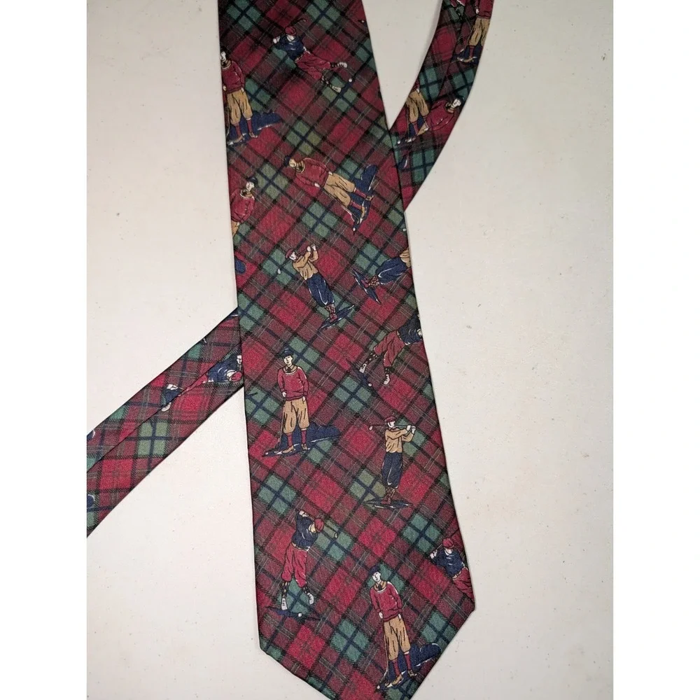 Woodward Tie Golf Pattern 100%‎ All Silk Wide Classic Tie Necktie
